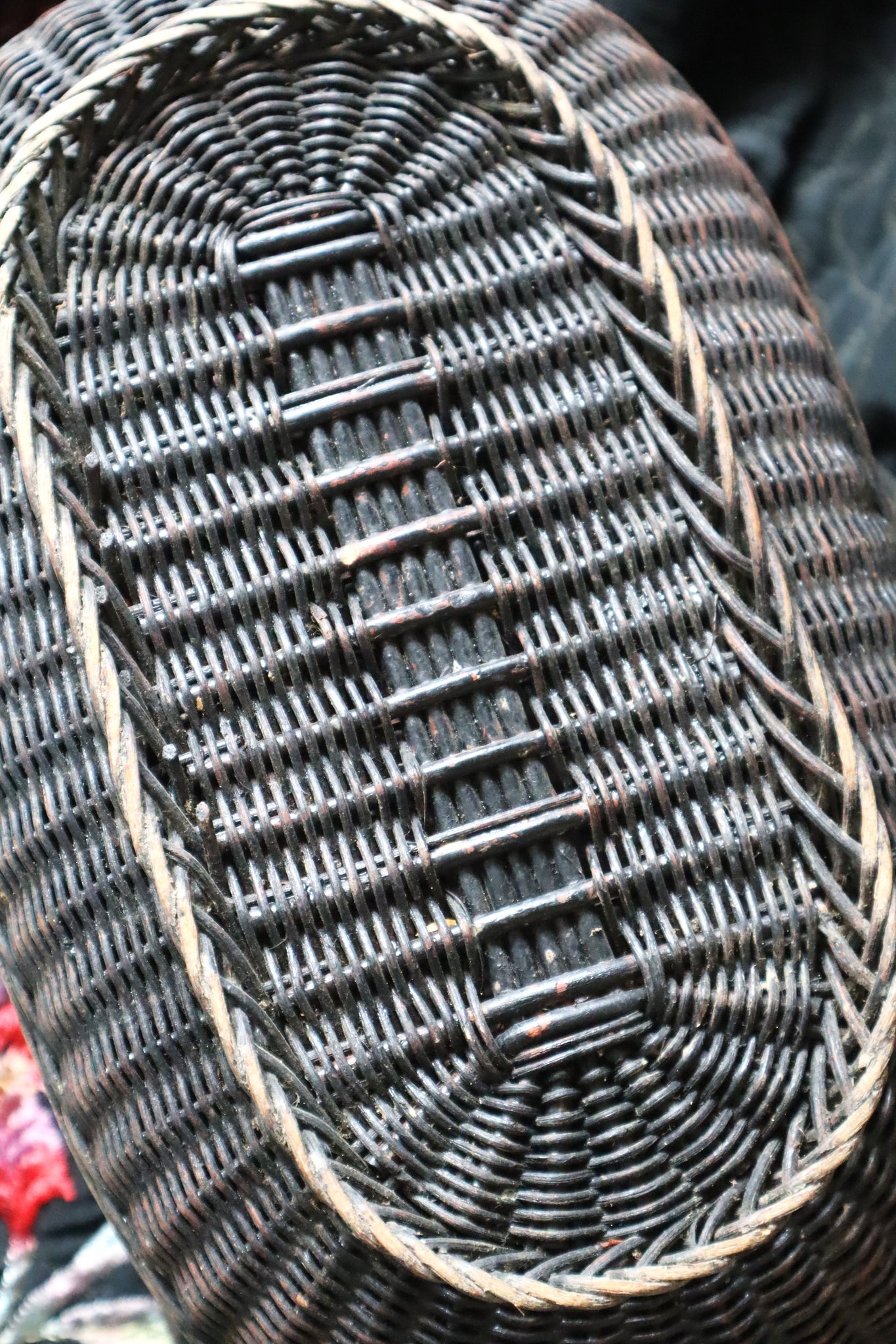 1900 French Black Wicker Basket