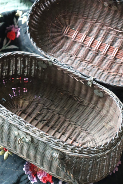 1900 French Black Wicker Basket