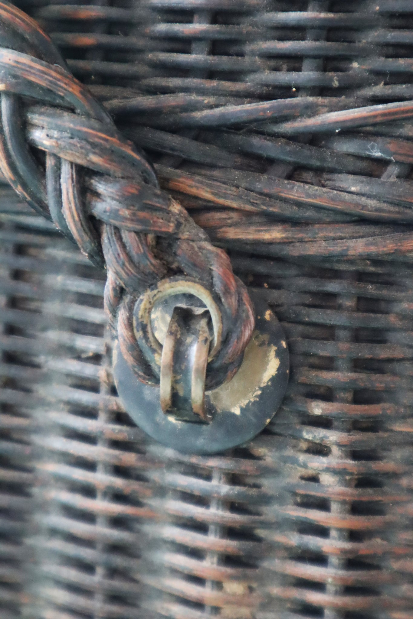 1900 French Black Wicker Basket
