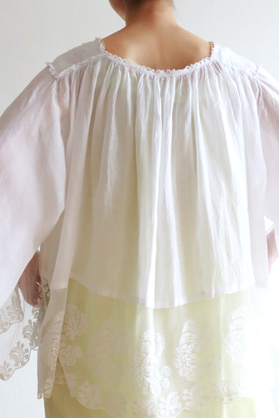 1900s Floral Lace Cotton Church Smock