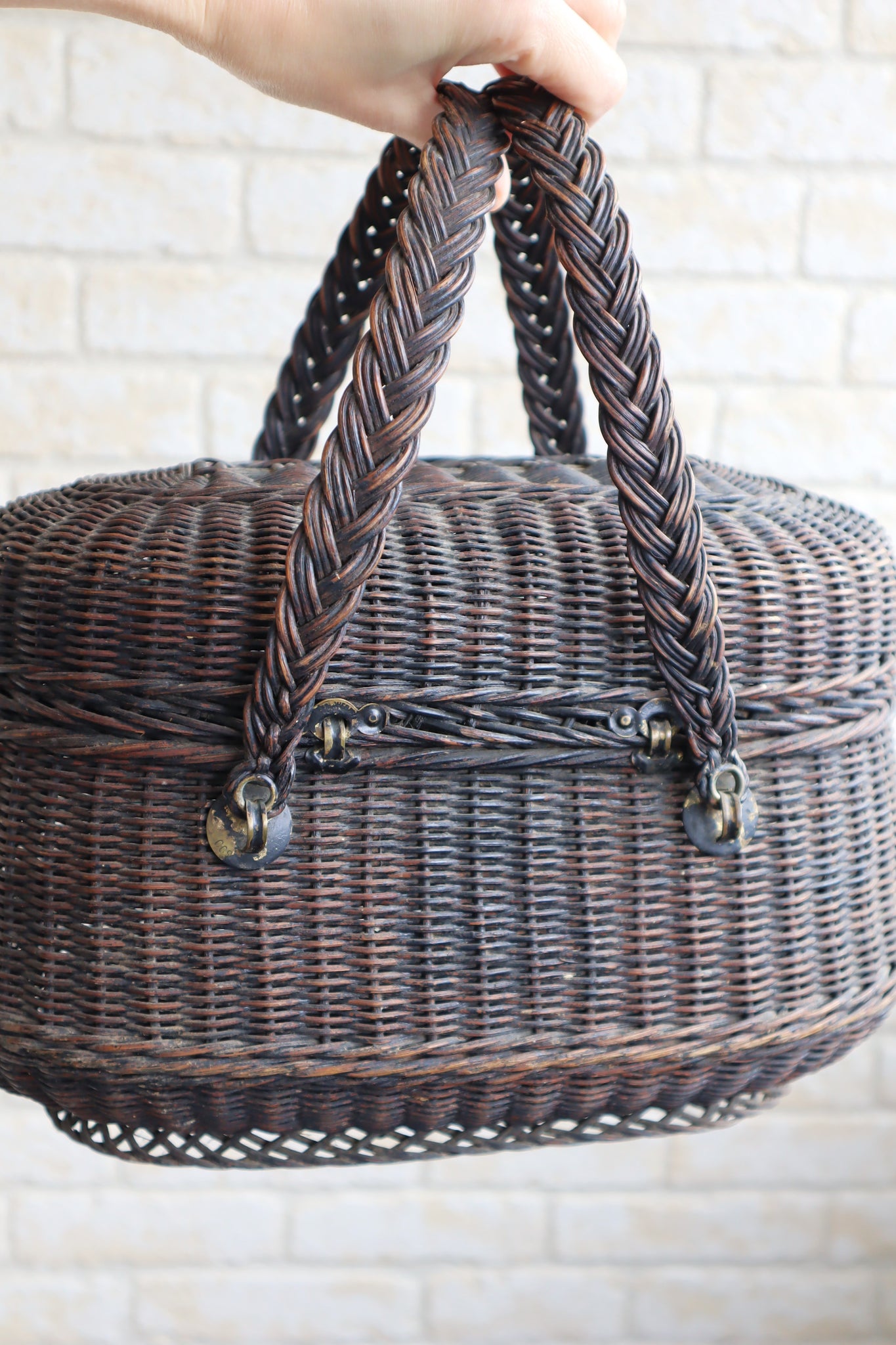 1900 French Black Wicker Basket