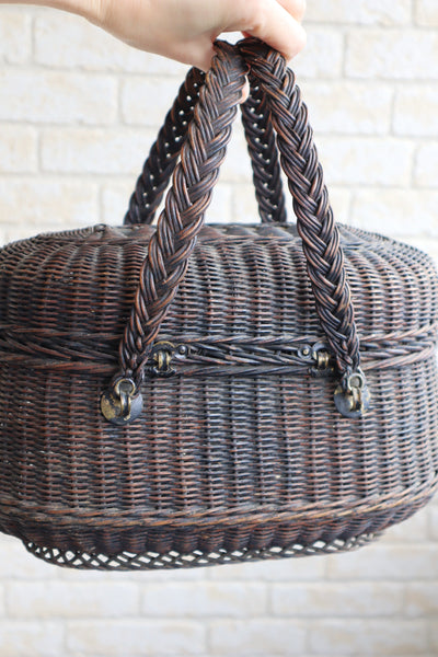 1900 French Black Wicker Basket