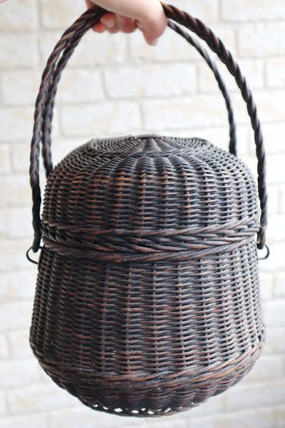 1900 French Black Wicker Basket