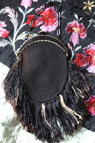 1920s Bakelite Crochet Fringe Purse