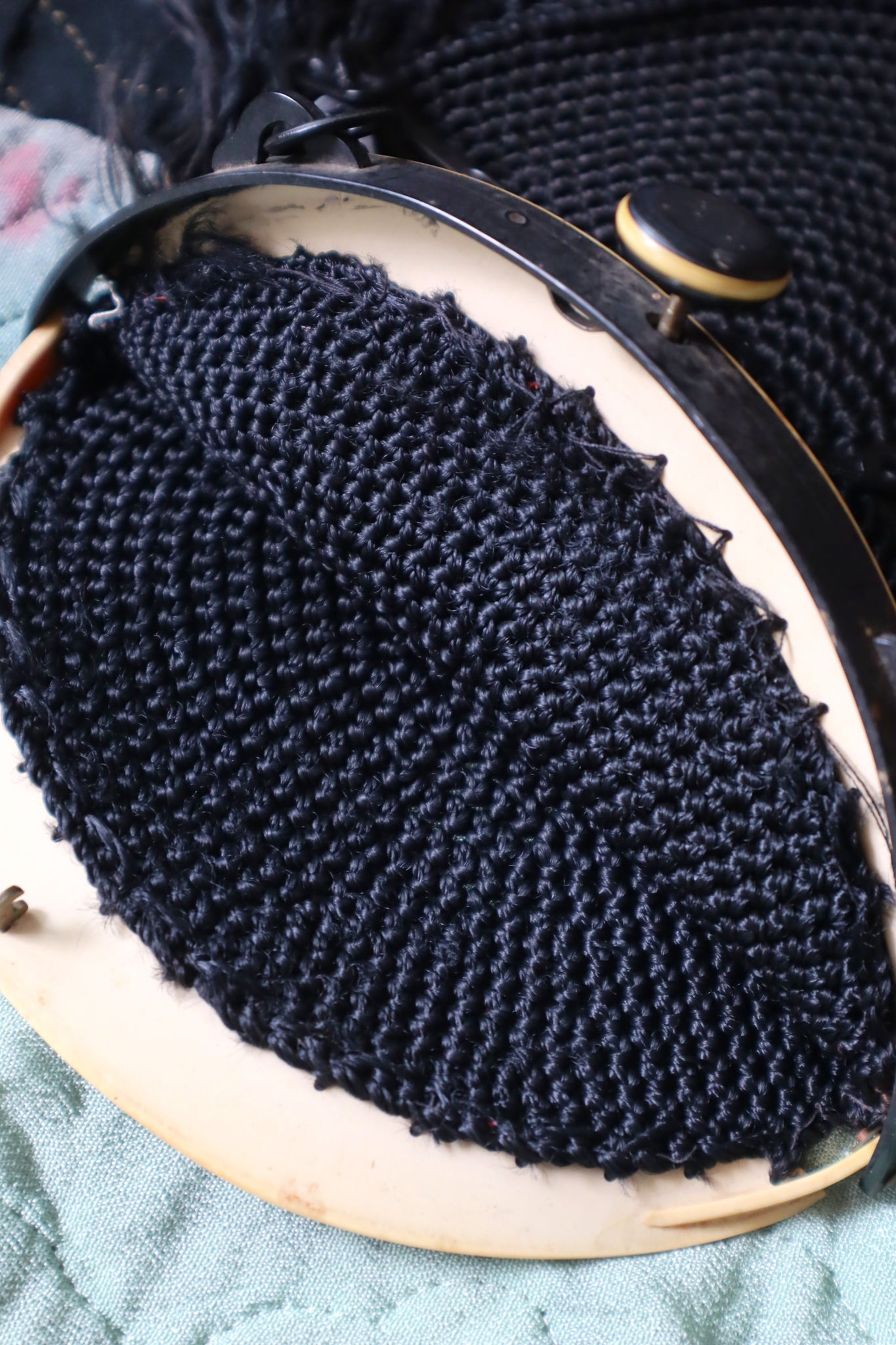 1920s Bakelite Crochet Fringe Purse