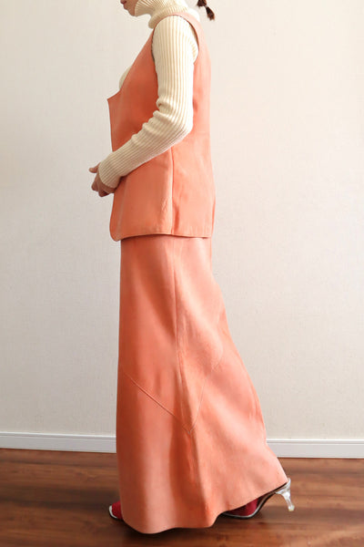 70s Salmon Pink Suede Three Piece Matching Set