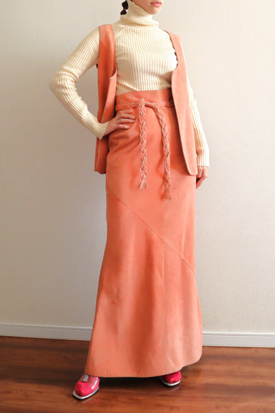 70s Salmon Pink Suede Three Piece Matching Set