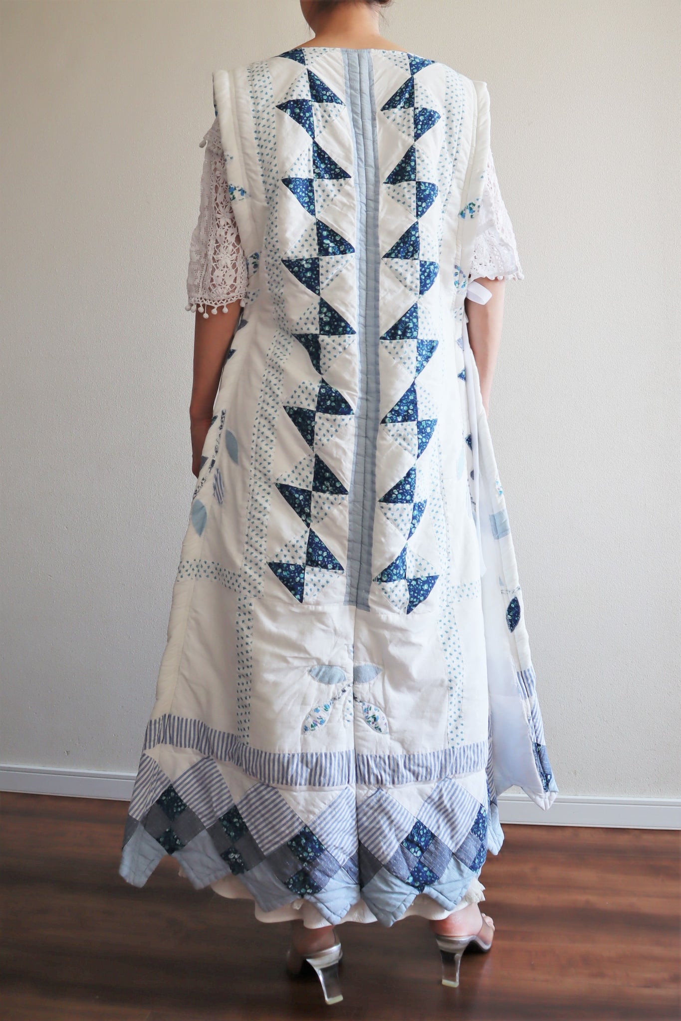 70s Hand Patchwork Quilted Long Dress