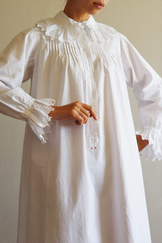 1900s White Frilled Long Dress