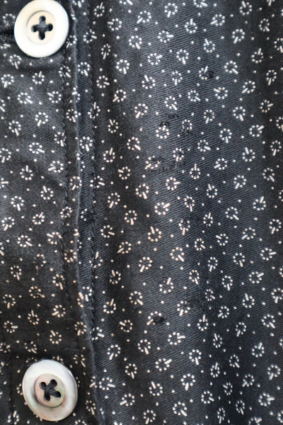 1920s French Black Patterned Cotton Work Dress