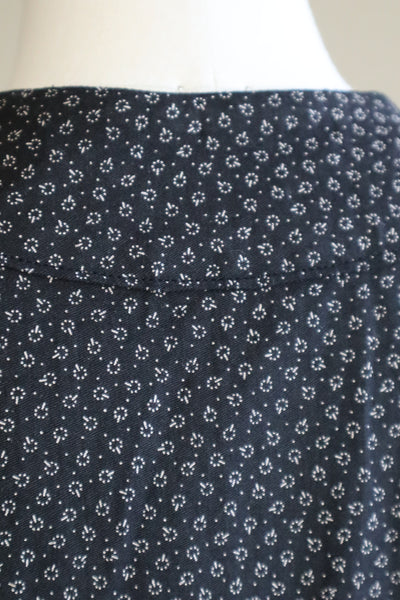 1920s French Black Patterned Cotton Work Dress