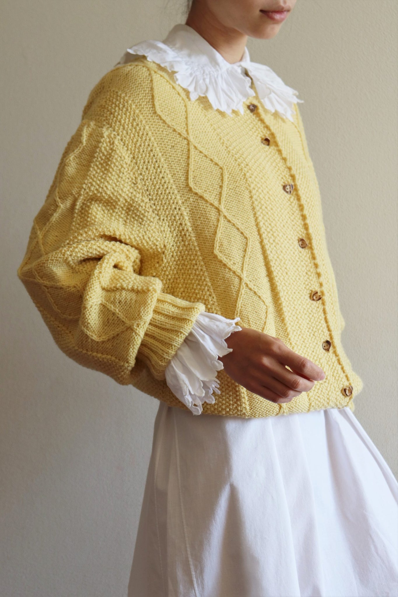 Buttercream Yellow Hand-Knit Cardigan