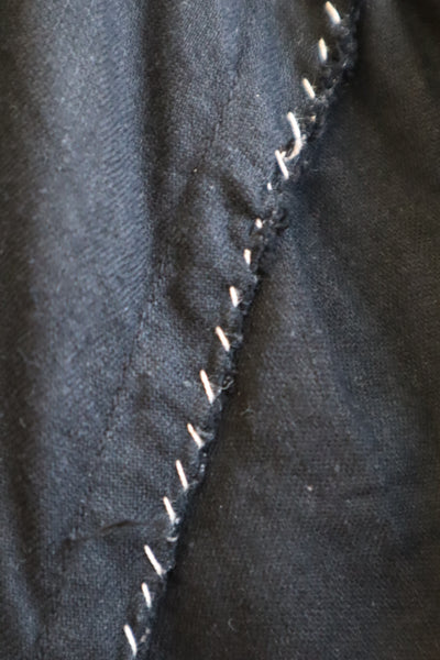 1920s French Black Patterned Cotton Work Dress