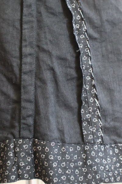 1920s French Black Patterned Cotton Work Dress