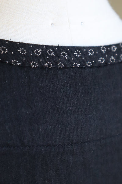1920s French Black Patterned Cotton Work Dress