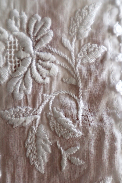 1910s Muslin Cotton Hand Embroidered Floral Blouse