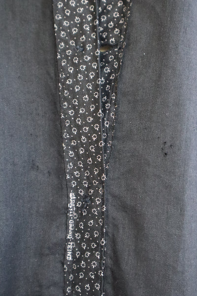 1920s French Black Patterned Cotton Work Dress