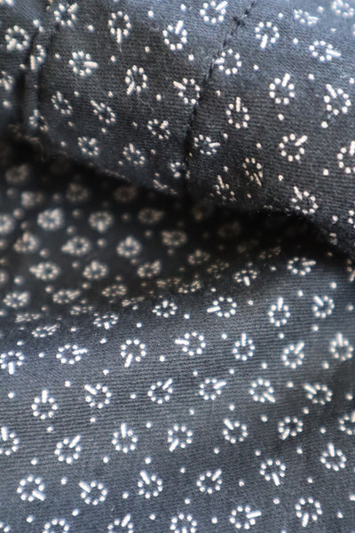 1920s French Black Patterned Cotton Work Dress