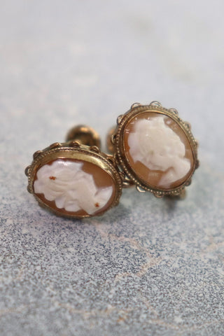 50s Cameo Earrings Salmon Pink