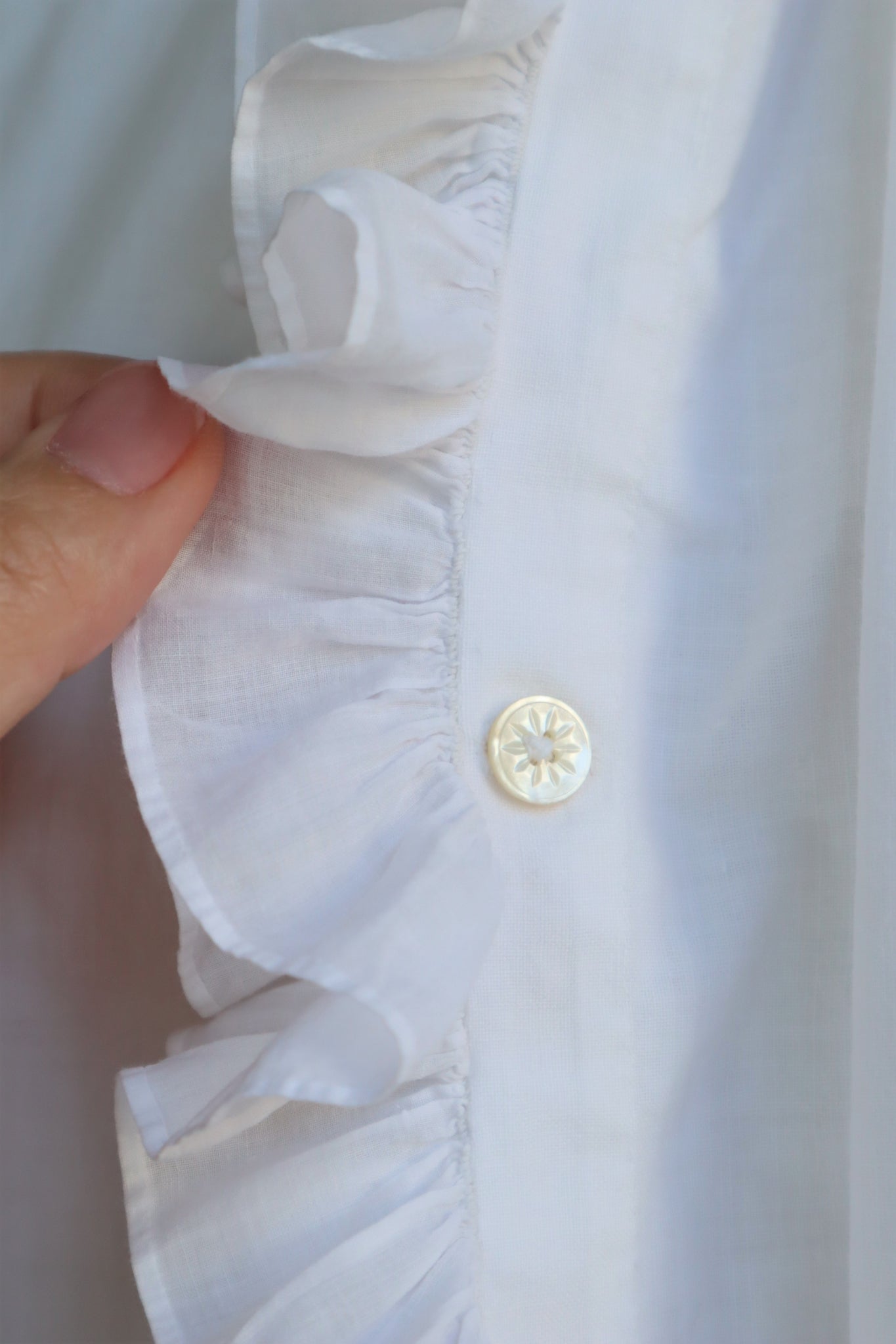 19th Monogram SH6 Frilled Collar  White Cotton Shirt