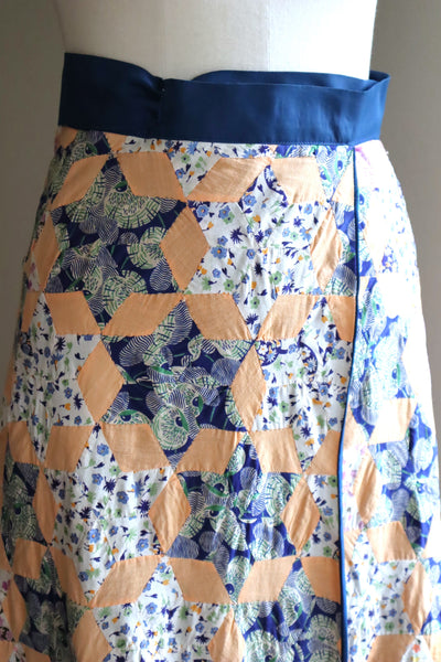 70s Patchwork Wrap Skirt
