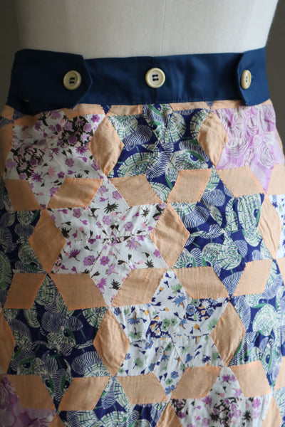 70s Patchwork Wrap Skirt