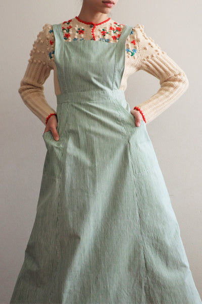 70s marimekko Green Striped Dress