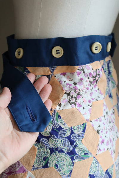 70s Patchwork Wrap Skirt
