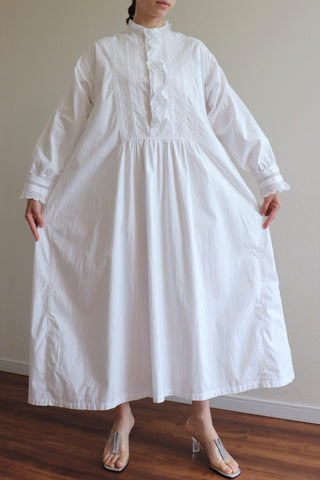 19th Victorian Nightgown With Deep Decorative Yoke