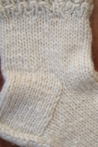 Hand Knit High-Quality Sheep Wool White Long Socks Size24~25.5