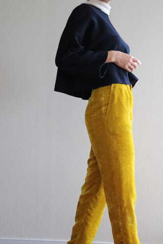 60s French Velvet Pants Mustard