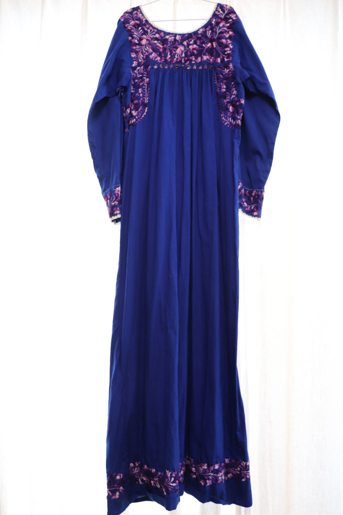 70s Mexican Maxi Dress Blue