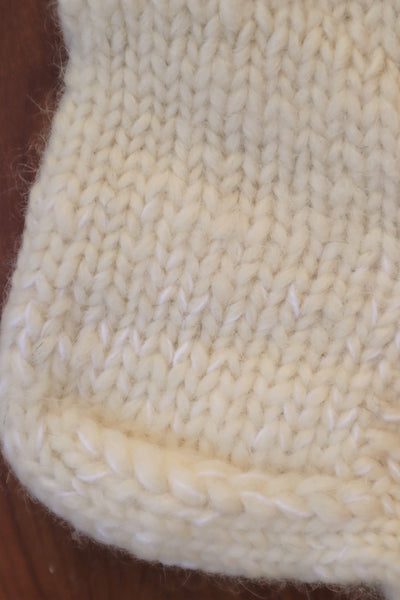 Hand Knit High-Quality Sheep Wool White Socks Size 24~25.5