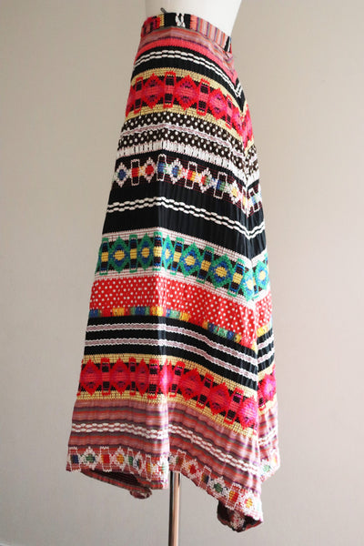 70s Embroidered Multi Color Long Skirt
