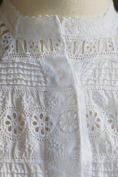 1900s Embroidered Broderie Anglaise Completely Hand Sewn Dress