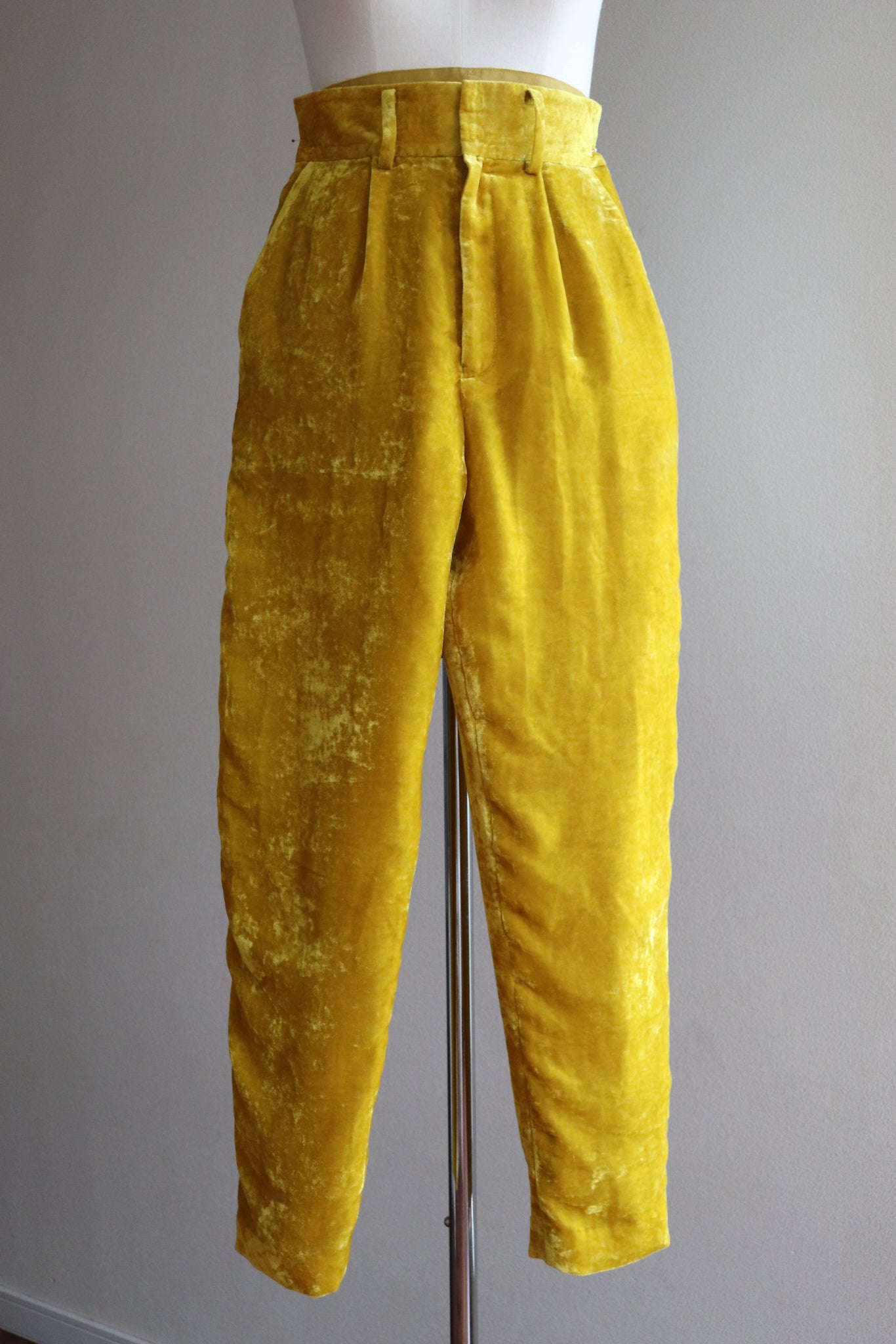 60s French Velvet Pants Mustard
