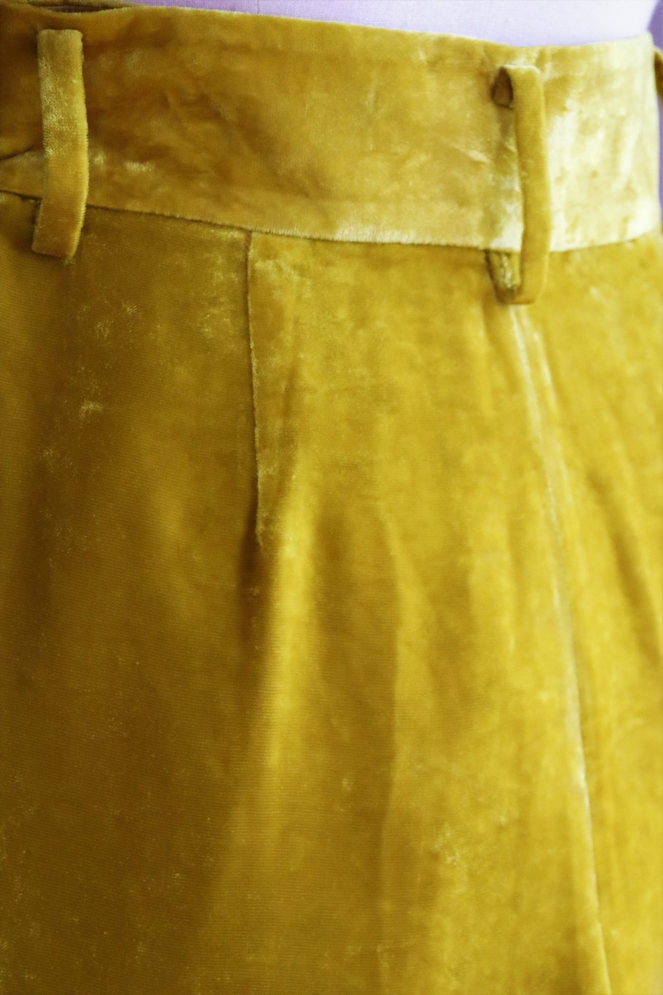 60s French Velvet Pants Mustard