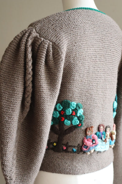 80s Doll Embroidery Austrian Cardigan