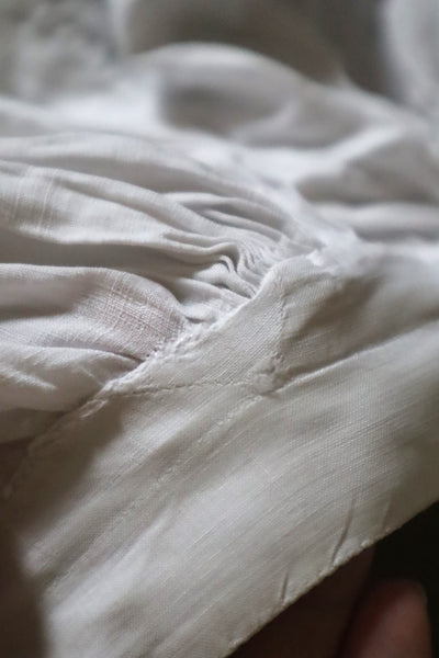 1900s Grape Design Lace White Linen Church Dress