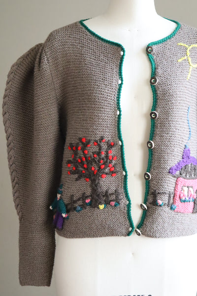 80s Doll Embroidery Austrian Cardigan