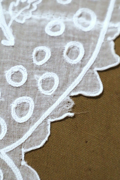 1900s Grape Design Lace White Linen Church Dress