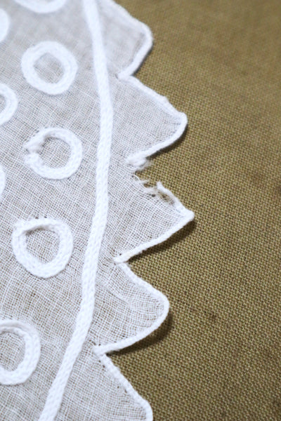 1900s Grape Design Lace White Linen Church Dress