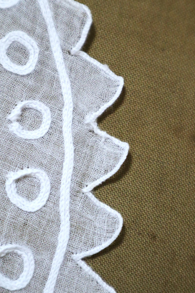 1900s Grape Design Lace White Linen Church Dress