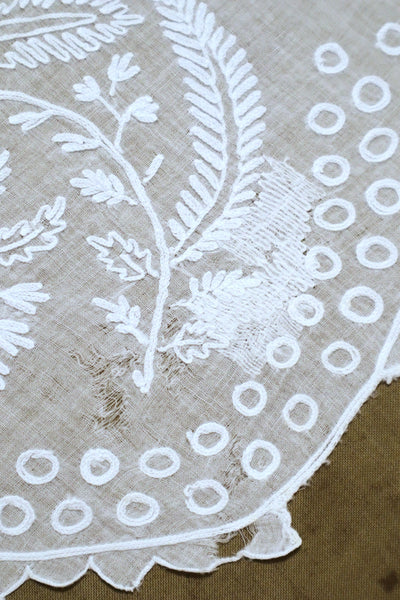 1900s Grape Design Lace White Linen Church Dress