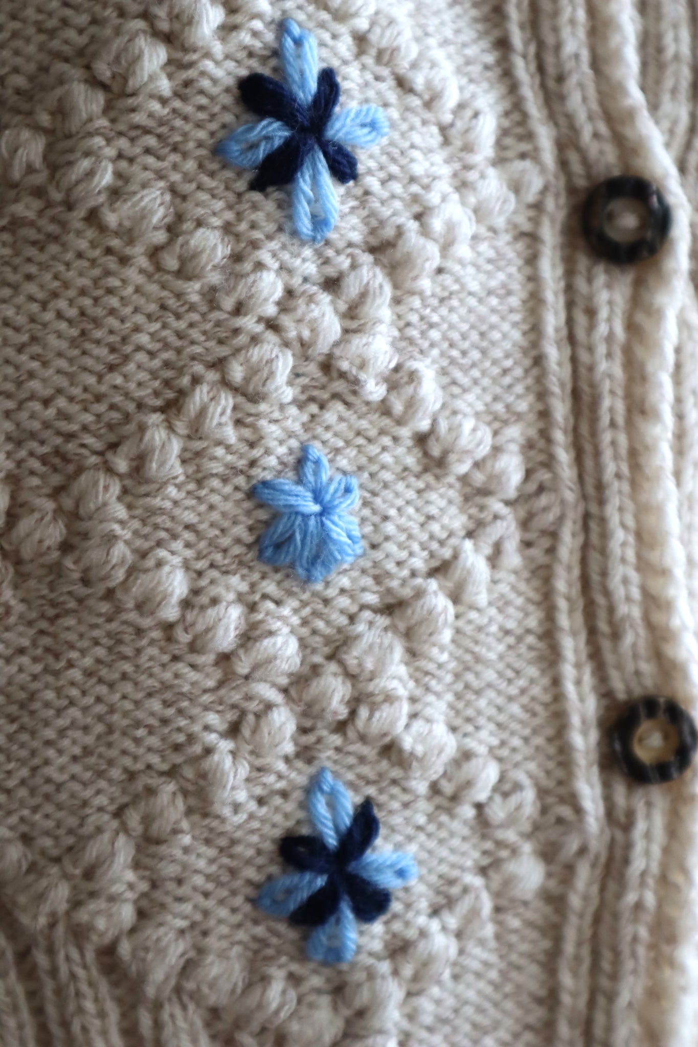 80s Hand Knit Greige Austrian Cardigan
