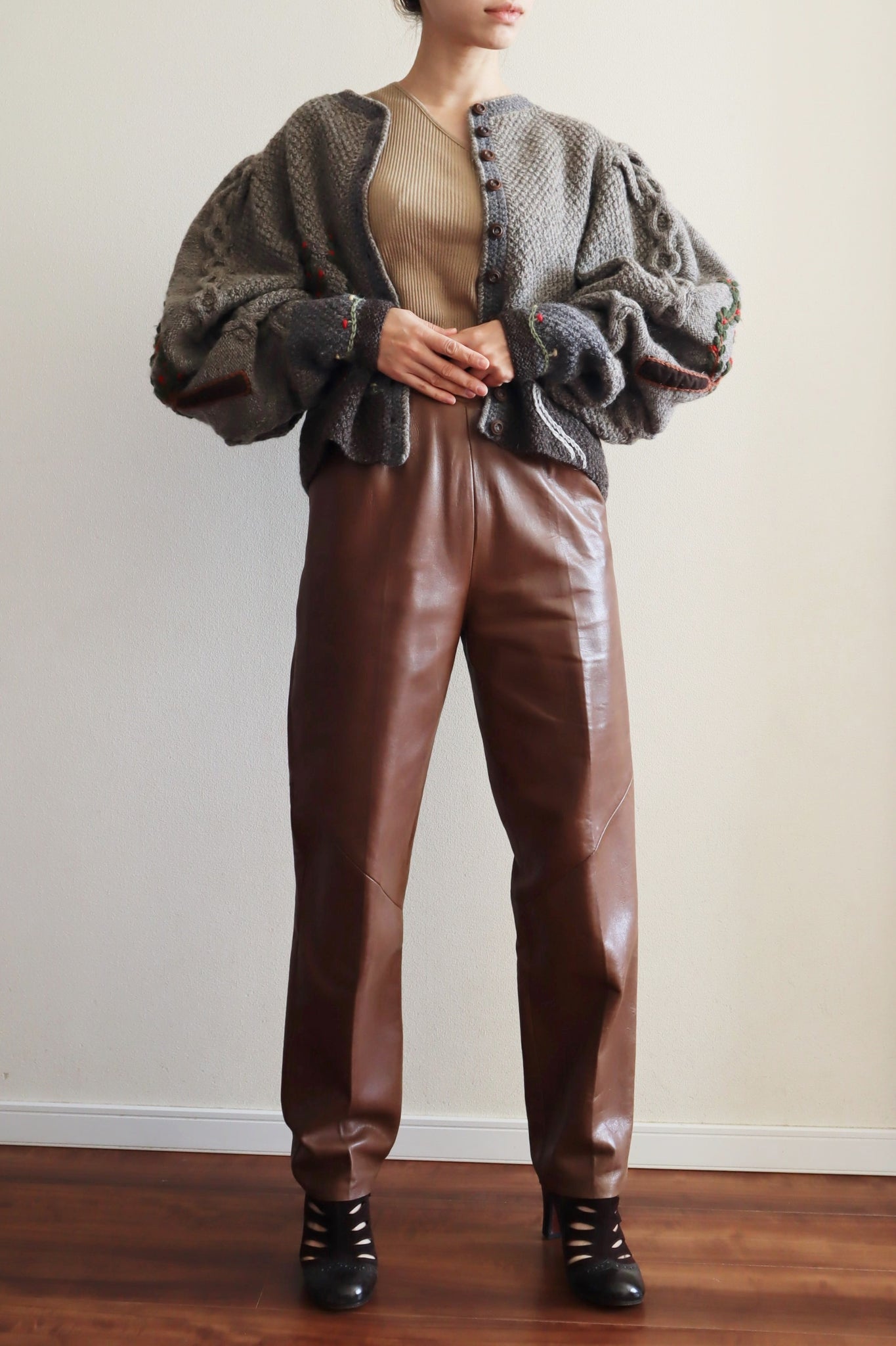 70s High Waist Soft Leather Pants