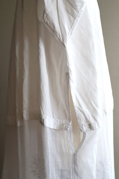 1900s Grape Design Lace White Linen Church Dress