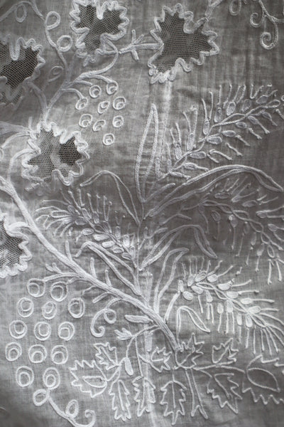 1900s Grape Design Lace White Linen Church Dress