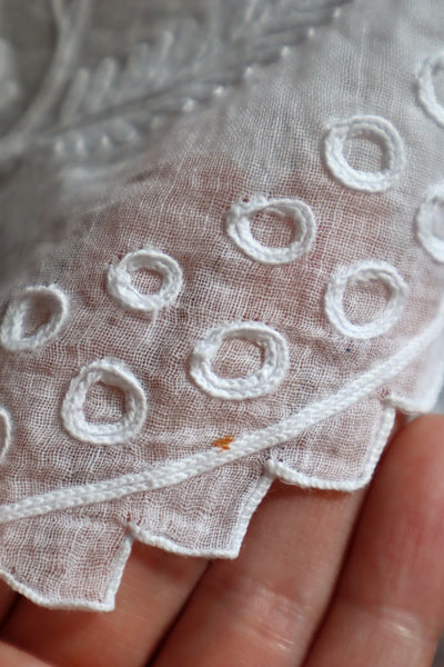 1900s Grape Design Lace White Linen Church Dress