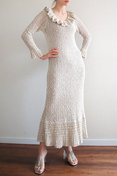80s Irish Hand Loomed Linen Dress